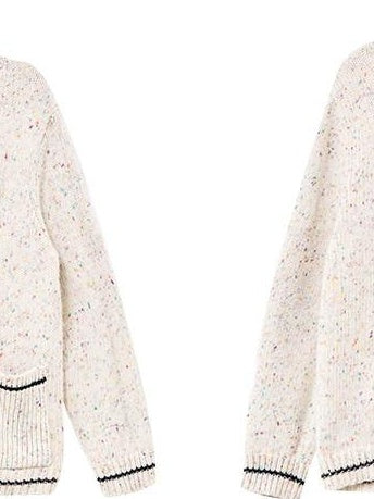 RUN TO THE FUTURE Viscose Wool Blend Button Cardigan Stand Collar Loose Fit Women Apricot Sweaters