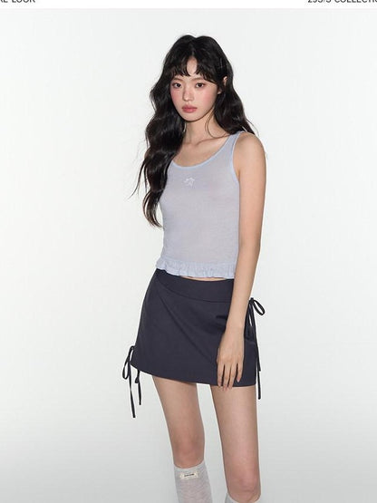NAPSNAPS Ruffled Sheer Cutout Slim Women&