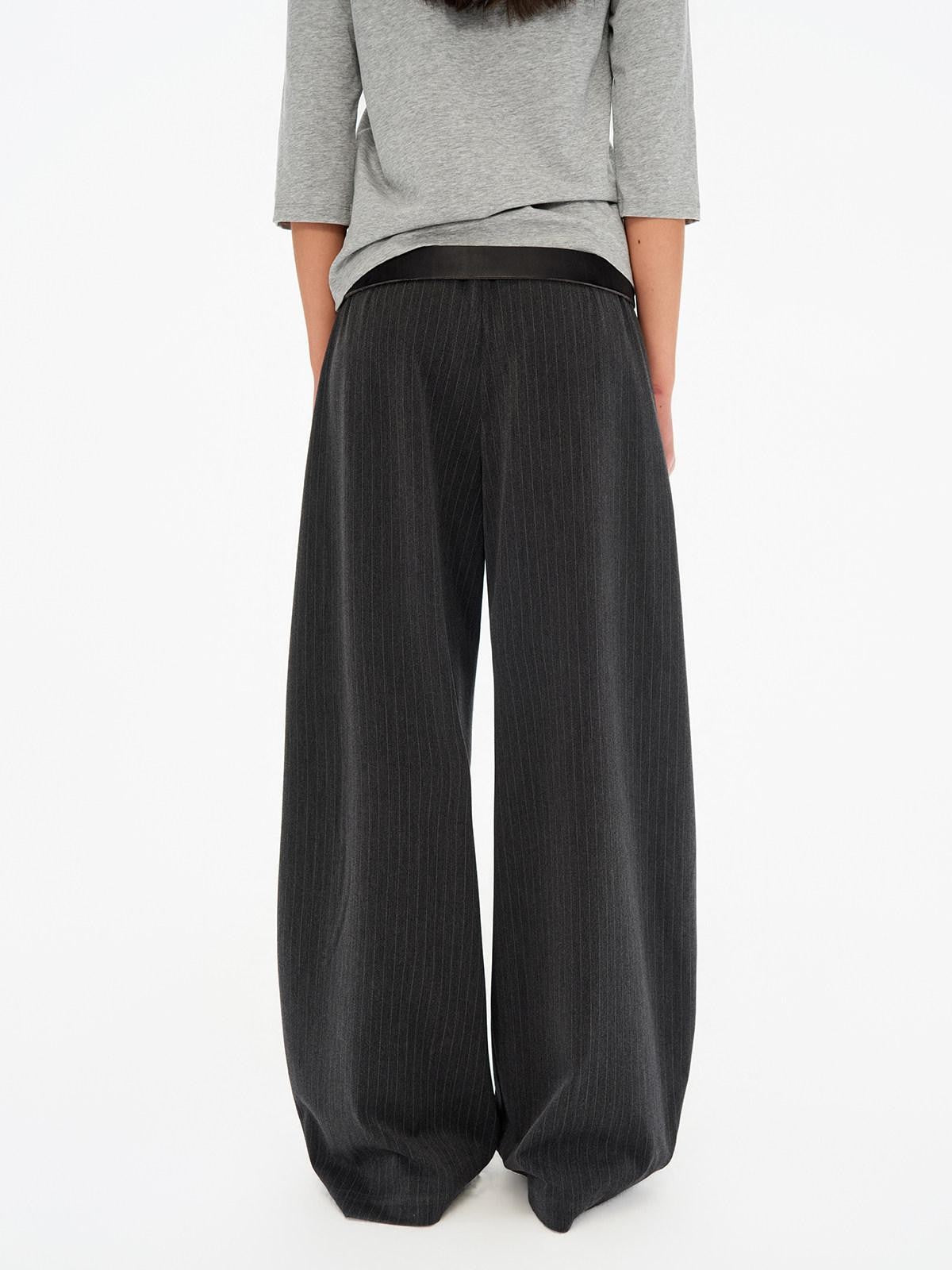 Northbutsouth Vertical Stripe No Waistband Relaxed Mid Rise Curved Leg Women&