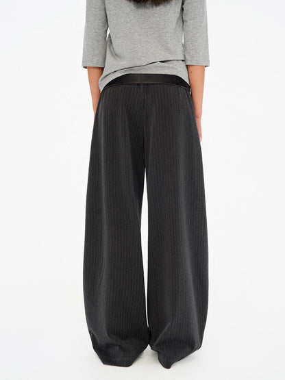 Northbutsouth Vertical Stripe No Waistband Relaxed Mid Rise Curved Leg Women&