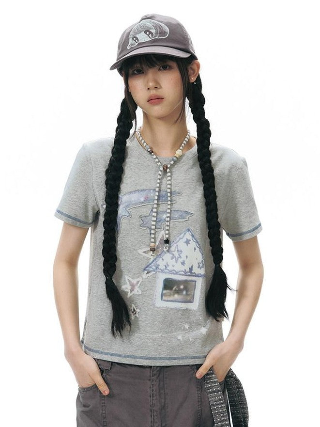 NAPSNAPS Cottage Applique Embroidered Print Women&