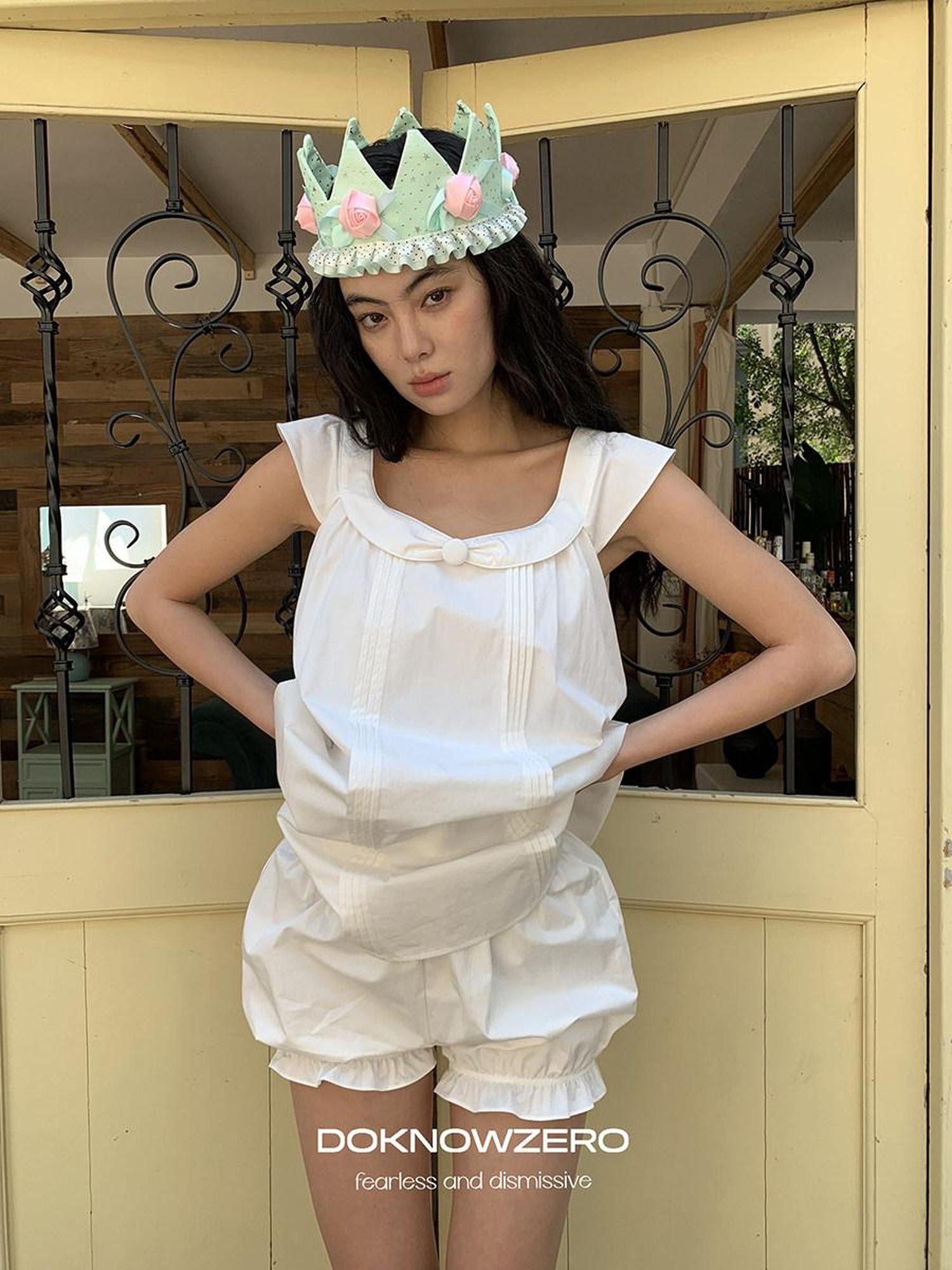 DKZ OFFICIAL White Doll Collar A Line Two Piece Women&