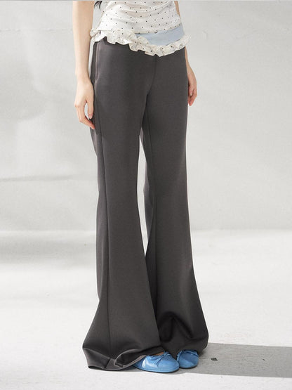 7Shiftin High Waist Minimal Commuter Micro Flare Women Office Dark Gray Flared Pants