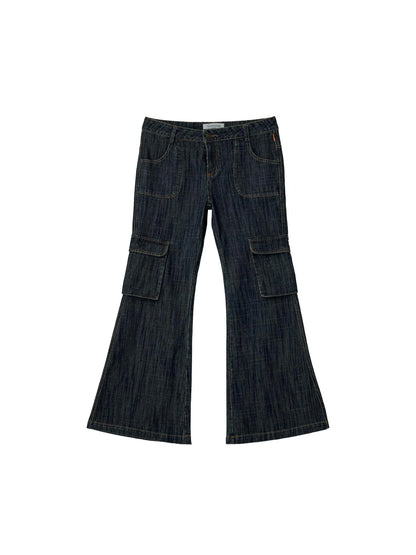 Vintage Stamp Washed Denim Flare Jeans