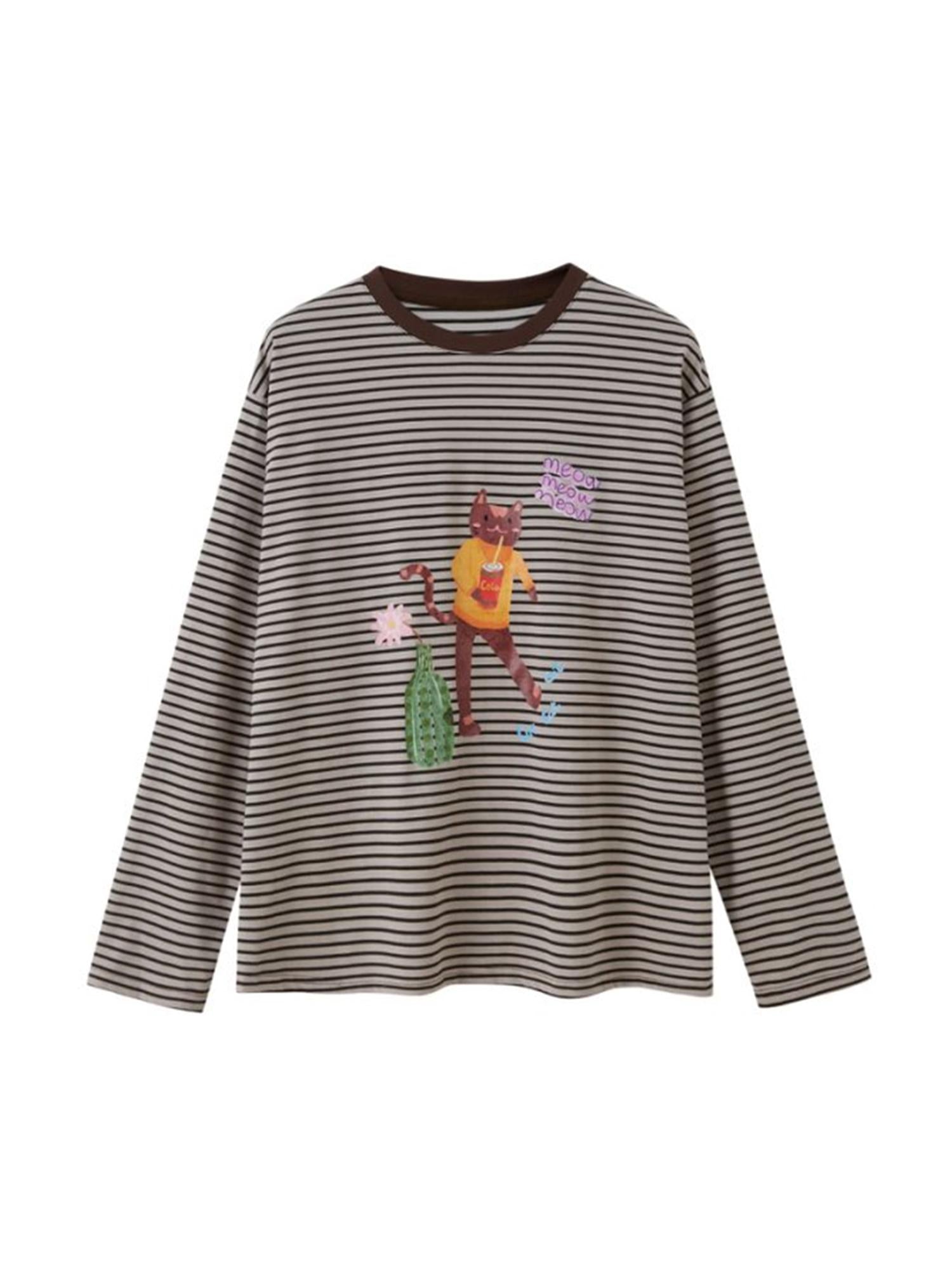 DIDDI MODA Cat Stripes Colorblock Tee