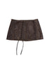 Flowers birds Market Washed Stitching Embroidered Leather Skirt