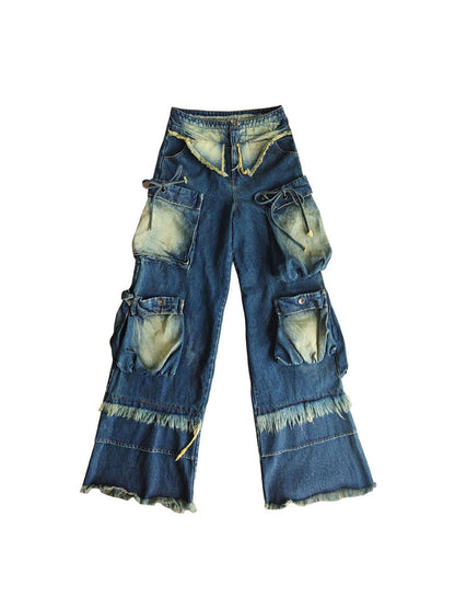 WSW WUSHENWU West Coast Summer Vintage Washed Denim Jeans Wilderness Walk