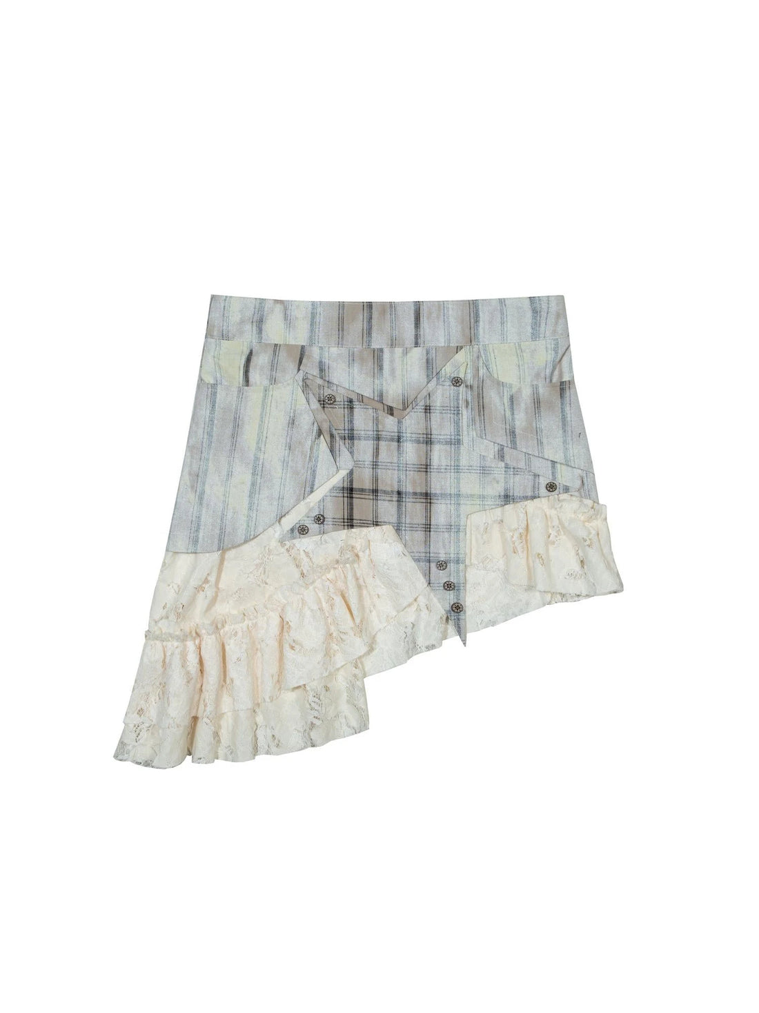 Ariadna S Vintage Punk Lace Up Tear Layered Skirt