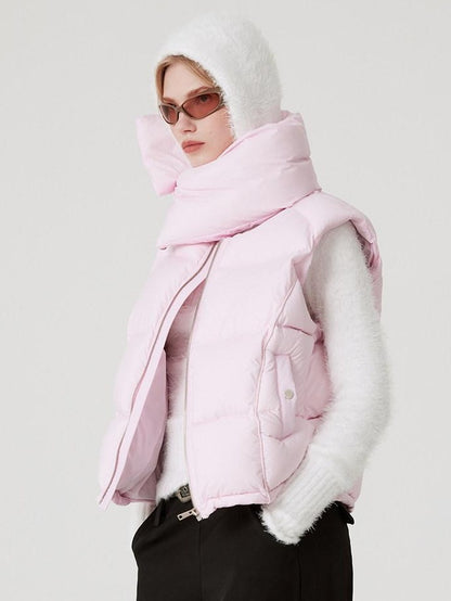 RUN TO THE FUTURE 90 Percent White Down Sleeveless Cropped Straight Korean Women Down Jackets