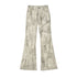 NO ROMANCE Vintage Punk Distressed Embroidered Rose Flared Pants Low-Rise Jeans