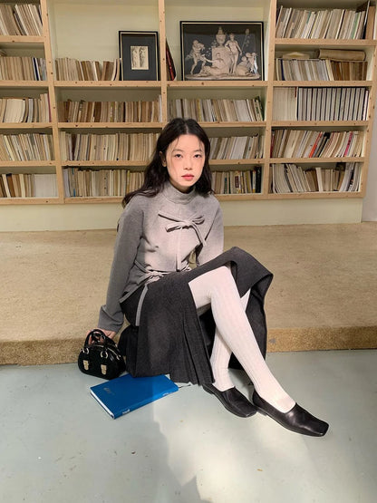 Dory Dory Bow Tie Mandarin Collar Blouse