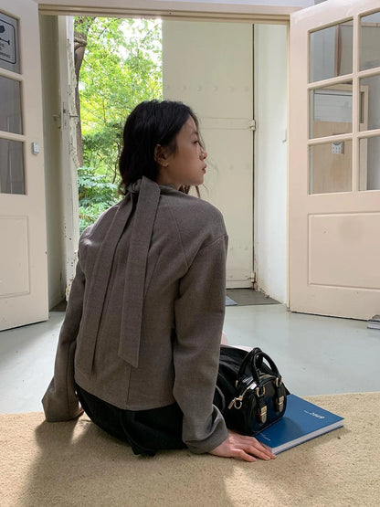 Dory Dory Bow Tie Mandarin Collar Blouse