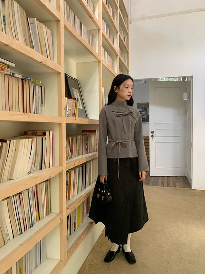 Dory Dory Bow Tie Mandarin Collar Blouse