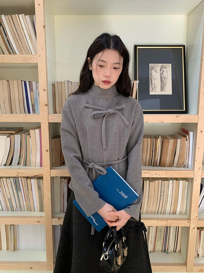 dorydory Dory Dory Bow Tie Mandarin Collar Blouse