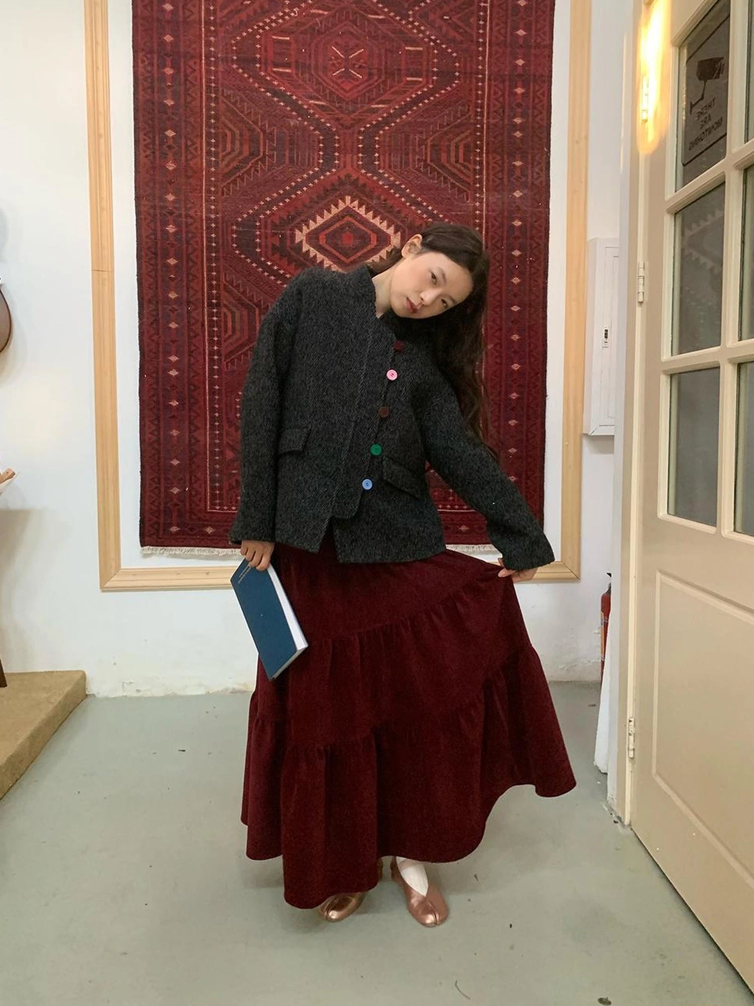 Dory Dory Chenille A Line Midi Skirt For Women