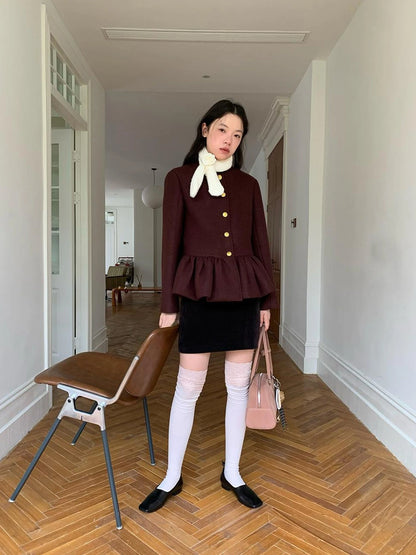 Floral Bud Collar Short Jacket