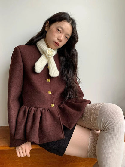 Floral Bud Collar Short Jacket