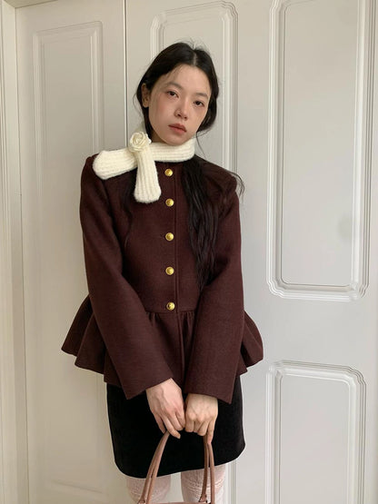 Floral Bud Collar Short Jacket