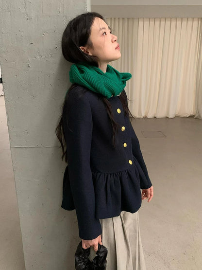 Floral Bud Collar Short Jacket