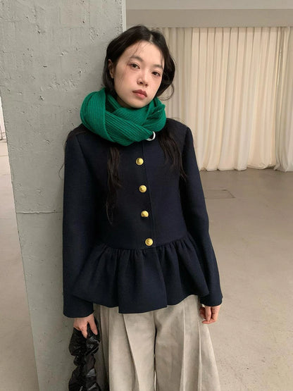 Floral Bud Collar Short Jacket