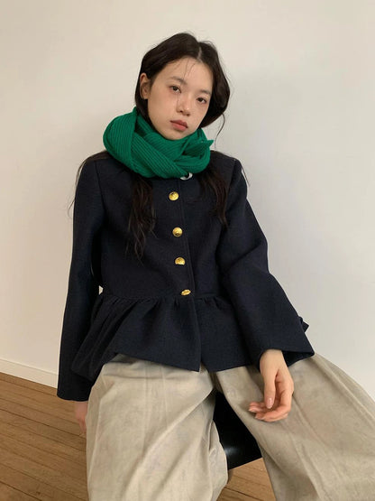 Floral Bud Collar Short Jacket