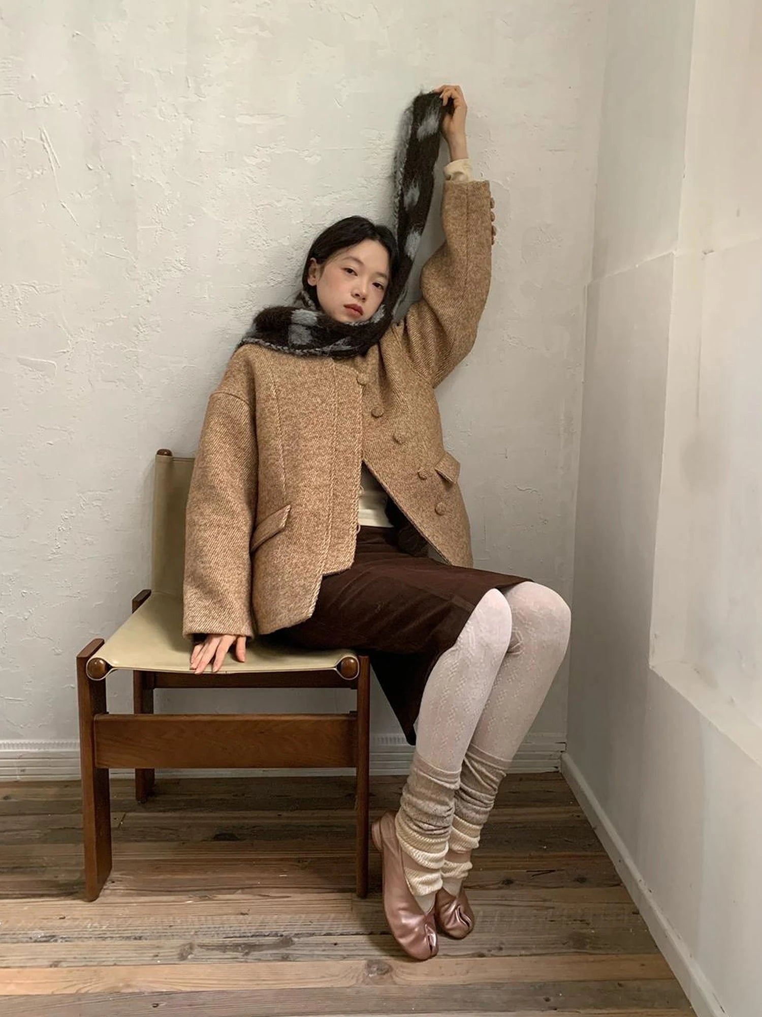 Wool Blend Textured Twist Coat