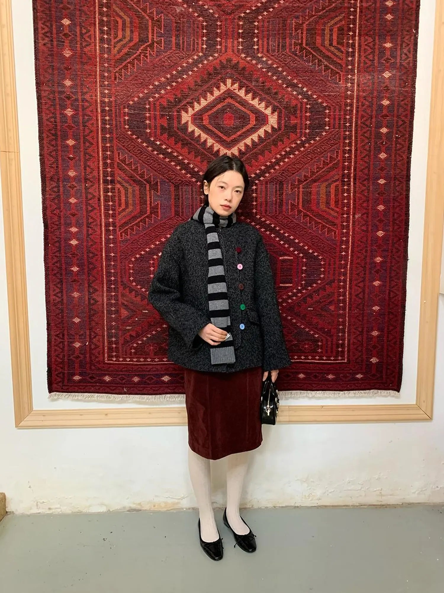 Wool Blend Textured Twist Coat