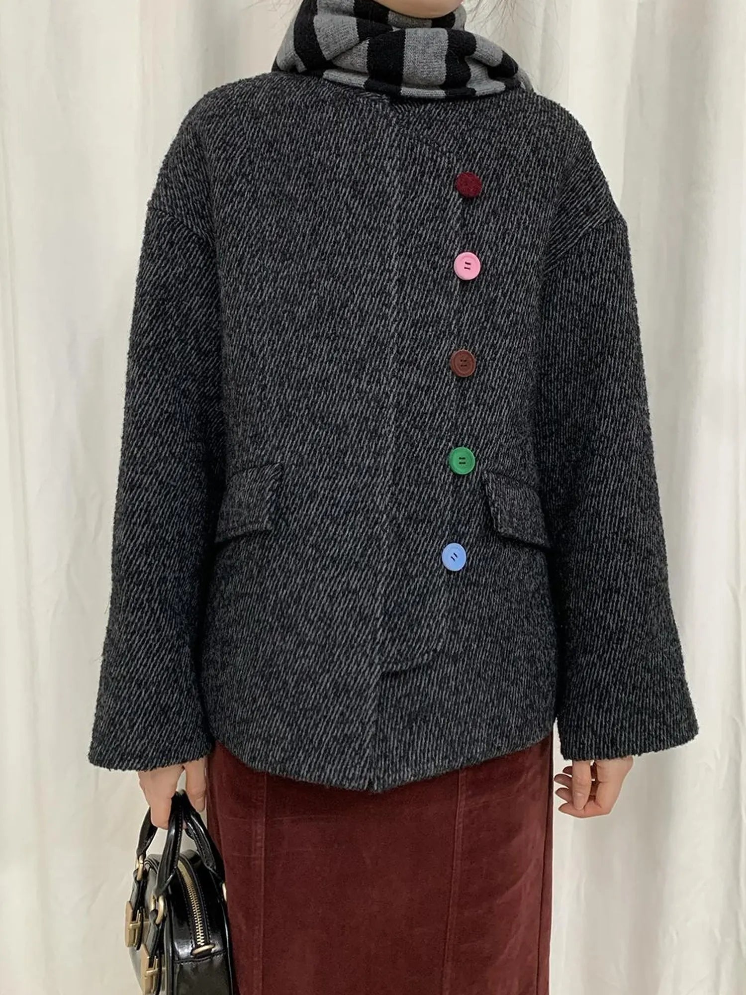 Wool Blend Textured Twist Coat