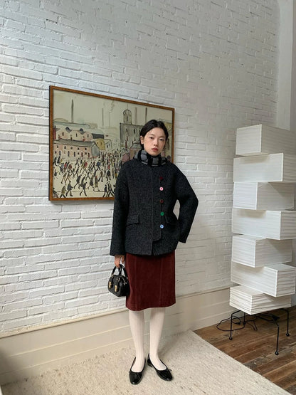 Wool Blend Textured Twist Coat