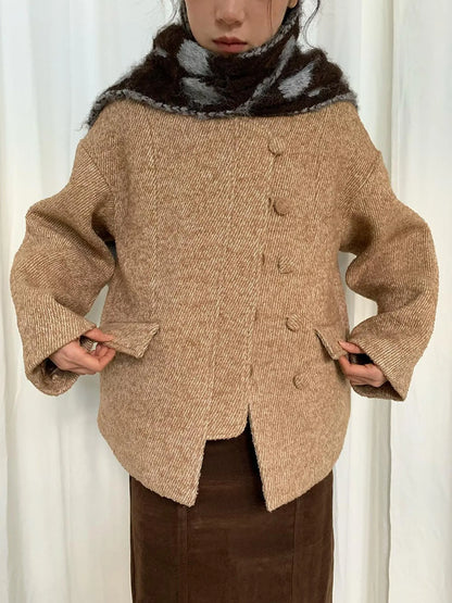 Wool Blend Textured Twist Coat