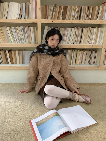 Wool Blend Textured Twist Coat