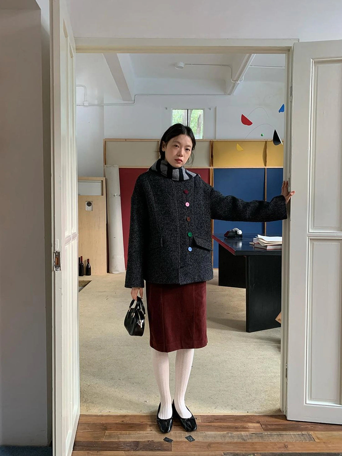 Wool Blend Textured Twist Coat