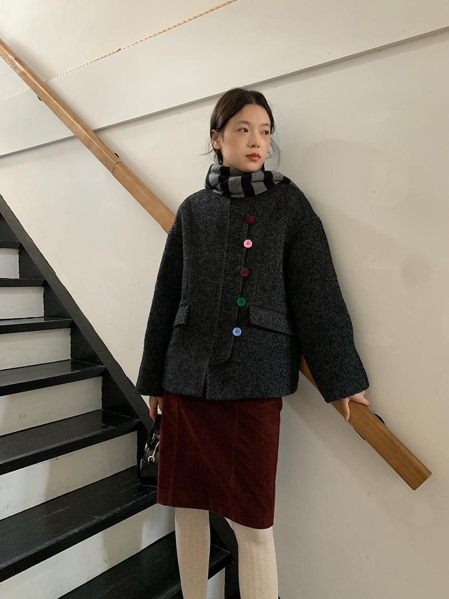 dorydory Wool Blend Textured Twist Coat