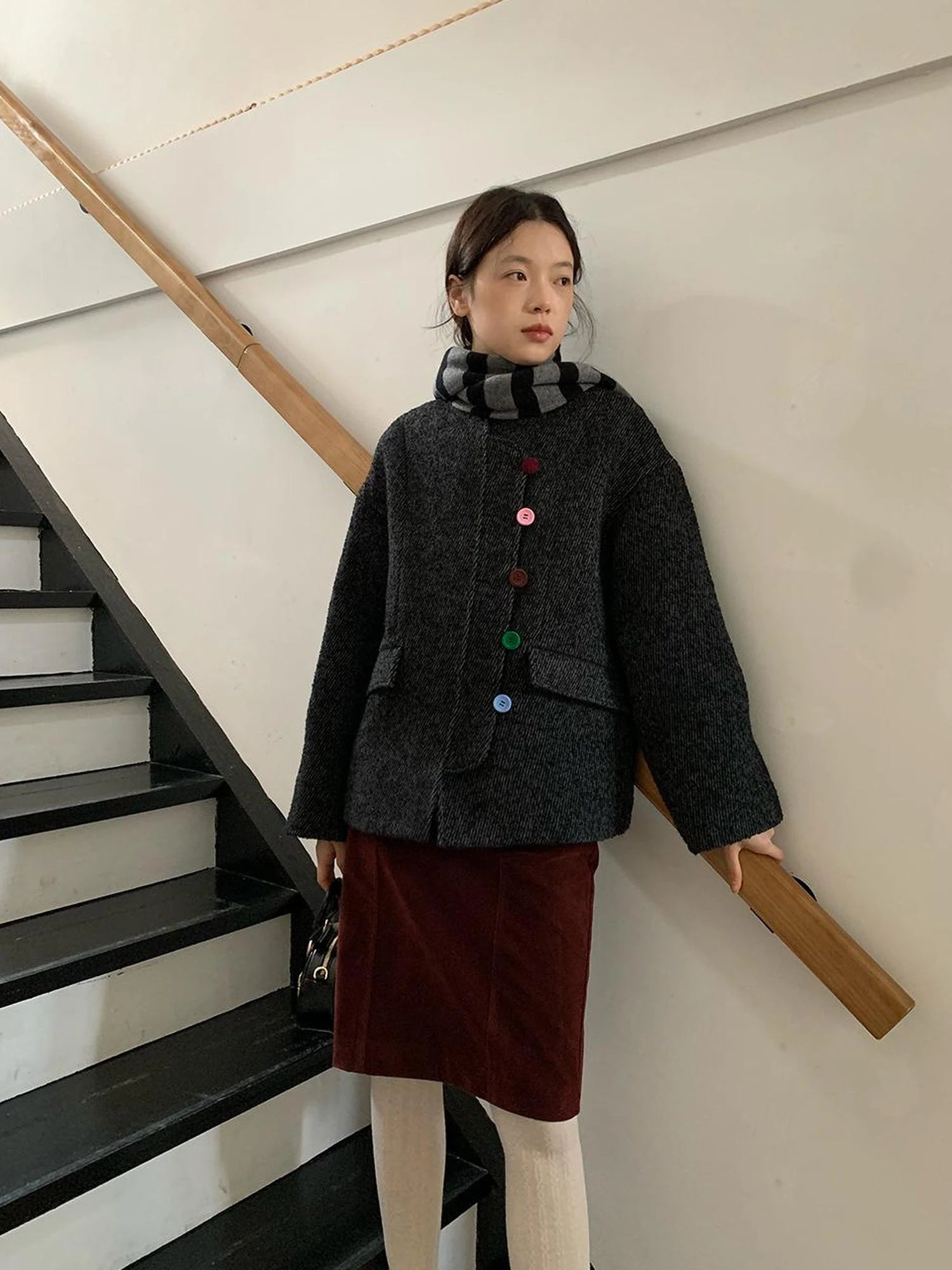 Wool Blend Textured Twist Coat