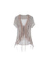 DoublePunch Sheer Textured Jellyfish Blouse With Layered Hem Shirt