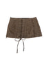 Flowers birds Market Washed Stitching Embroidered Leather Skirt