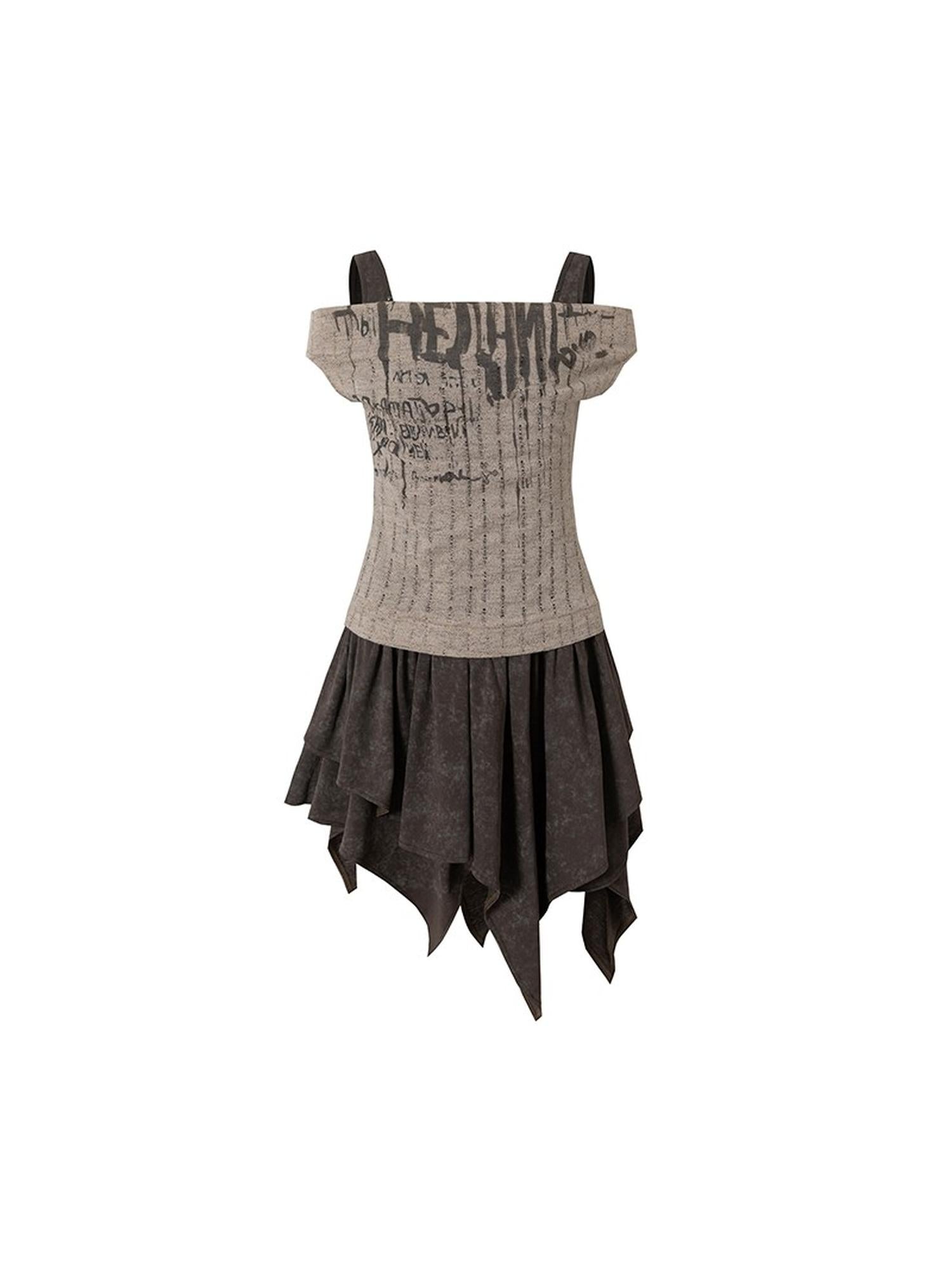 Post-Apocalyptic Punk Patchwork Asymmetrical Dress