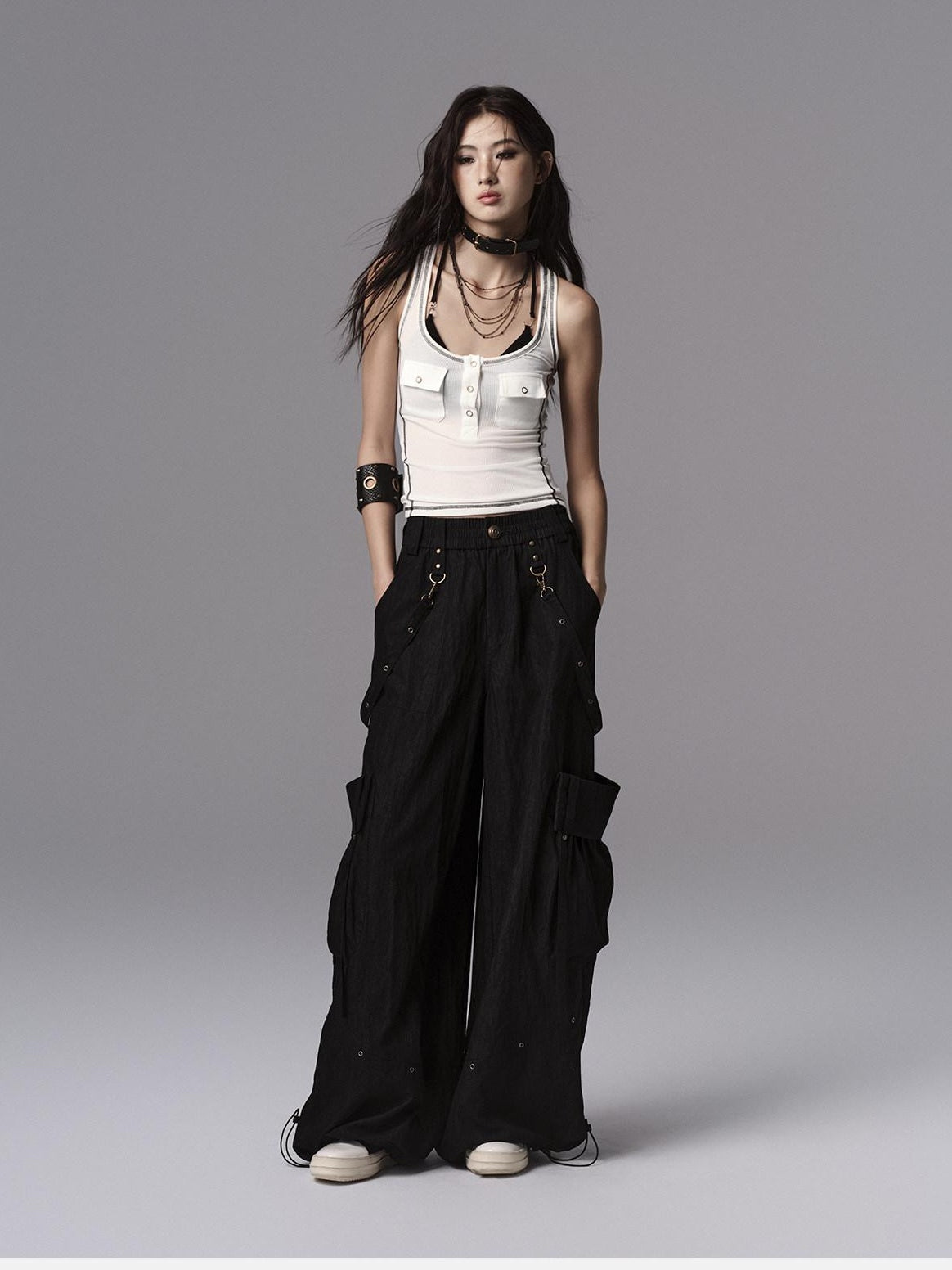 Low pixel Soft Lyocell Wool Blend Dark Gothic Slim Fit Women Classic Solid Tank Tops