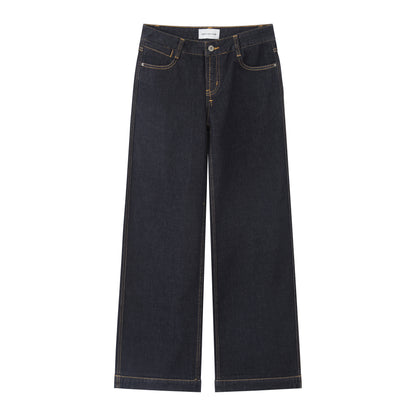 RUN_TO_THE_FUTURE_Comfort_Cotton_Blend_Low_Rise_Long_Length_Dark_Raw_Denim_Classic_Straight_Jeans_MISSTT