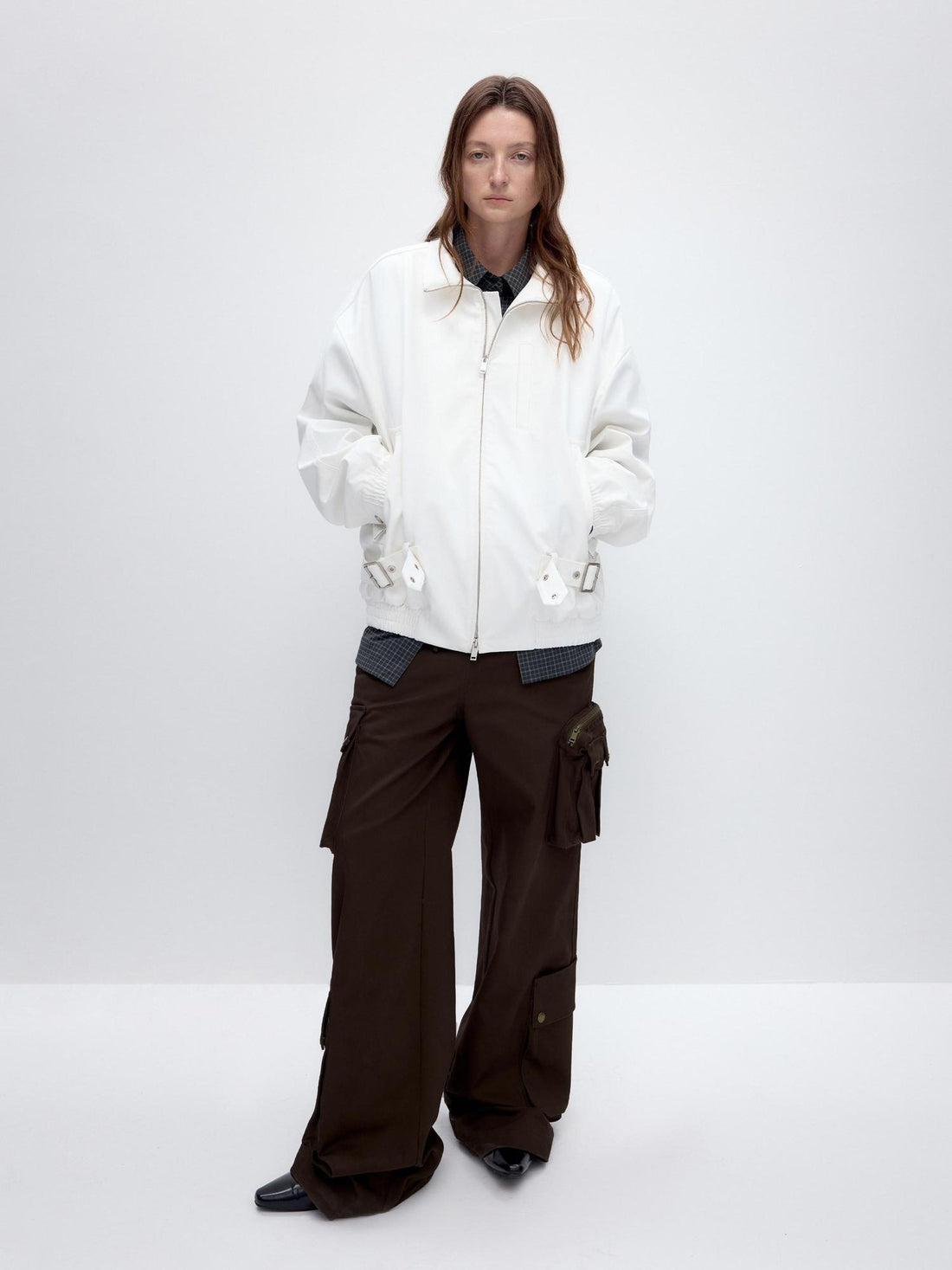 RUN TO THE FUTURE Premium Cotton Blend Loose Fit Zipper Stand Collar Casual Solid Color Jackets