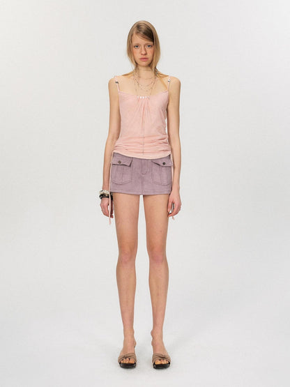 The NeverMore Soft Stretch Slim Fit Spaghetti Strap Short Cinnamon Pink Women Casual Camisoles