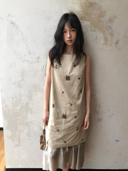 Dorydory Beaded Sleeveless Vest A Line Layered Women&