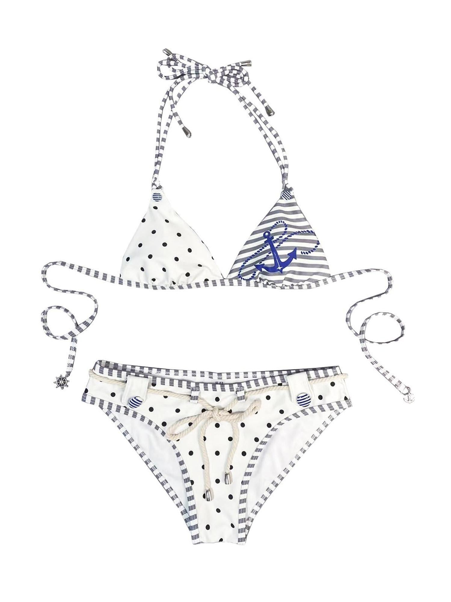 nit alcove Padded Wireless Comfort Two Piece Red And Navy S M L Charm Gift Bikini