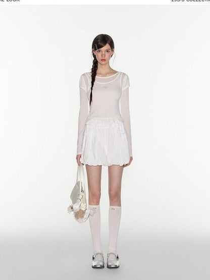 NAPSNAPS Ruffled Sheer Cutout Slim Women&