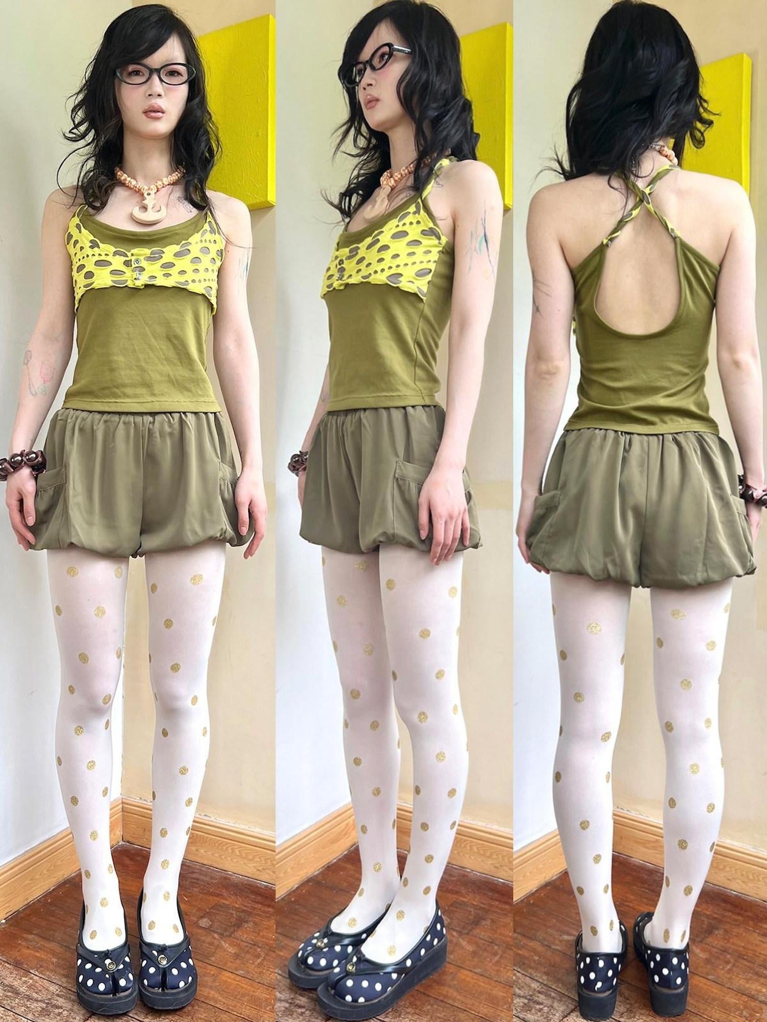 nit alcove High Waist Pockets Elastic Loose Straight Workwear Stretch Mid-Length Shorts