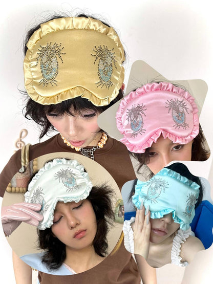 nit alcove Soft Cute Soothing Silk Eye Mask Polka Dot And Solid Colors Sleep Accessories
