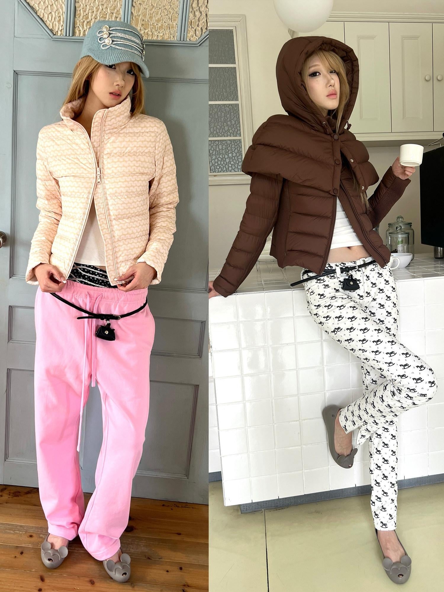 nit alcove 95% White Duck Down Detachable Hood Short Waterproof Polka Dot Down Jackets