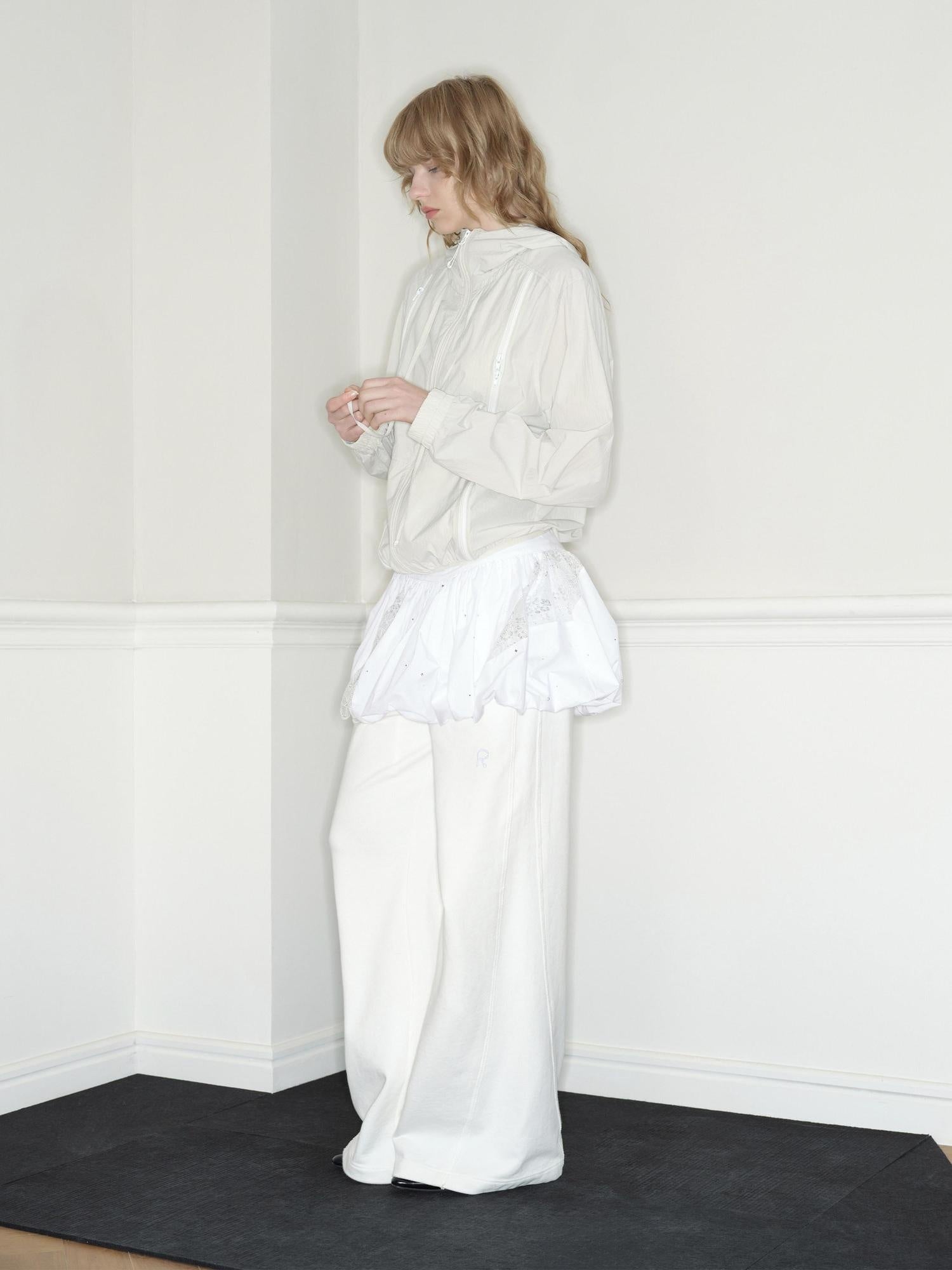 RUN TO THE FUTURE 100 Percent Cotton Original Low Waist Pocket Moonlight White Wide-Leg Pants