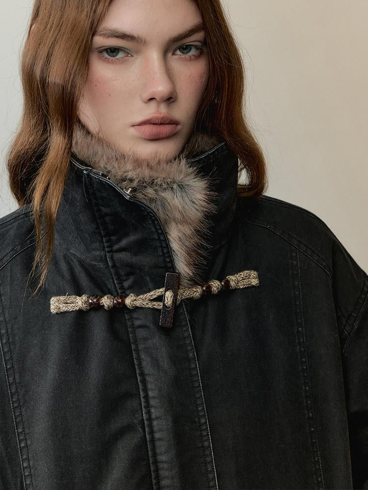 AnnoMundi Thick Warm Polyester Minimalist Commuter Straight Fit Black Puffer Jackets