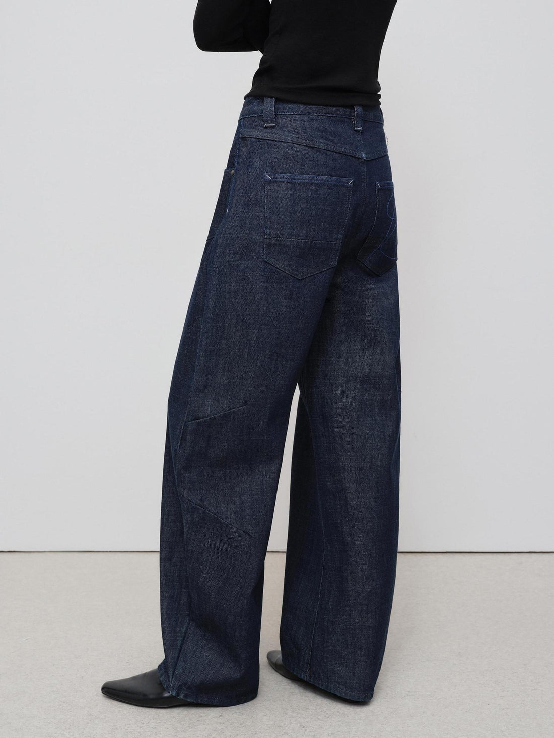RUN TO THE FUTURE Breathable Cotton Pleated Loose Wide Leg Low Rise Women Raw Denim Straight Jeans